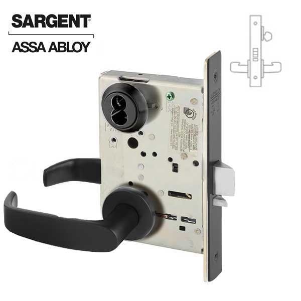 Sargent 8200 Series Mortise Lock Mechanical Classroom Lock to accept SFIC Core LN Trim L Rose Black Suede Po SRG-70-8237-LNL-BSP - main